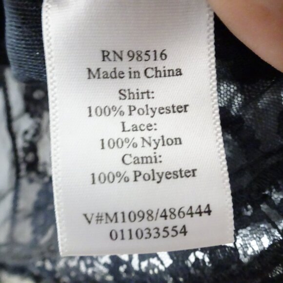 Coldwater Creek Black Lace Button Down Sheer Size PXL Goth Fairycore Whimsy - Picture 5 of 8